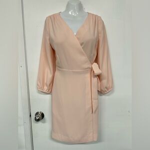 JCrew Wrap Dress Size 8 NWT Blush Pink Long Sleeve Brunch Wedding Guest Dress